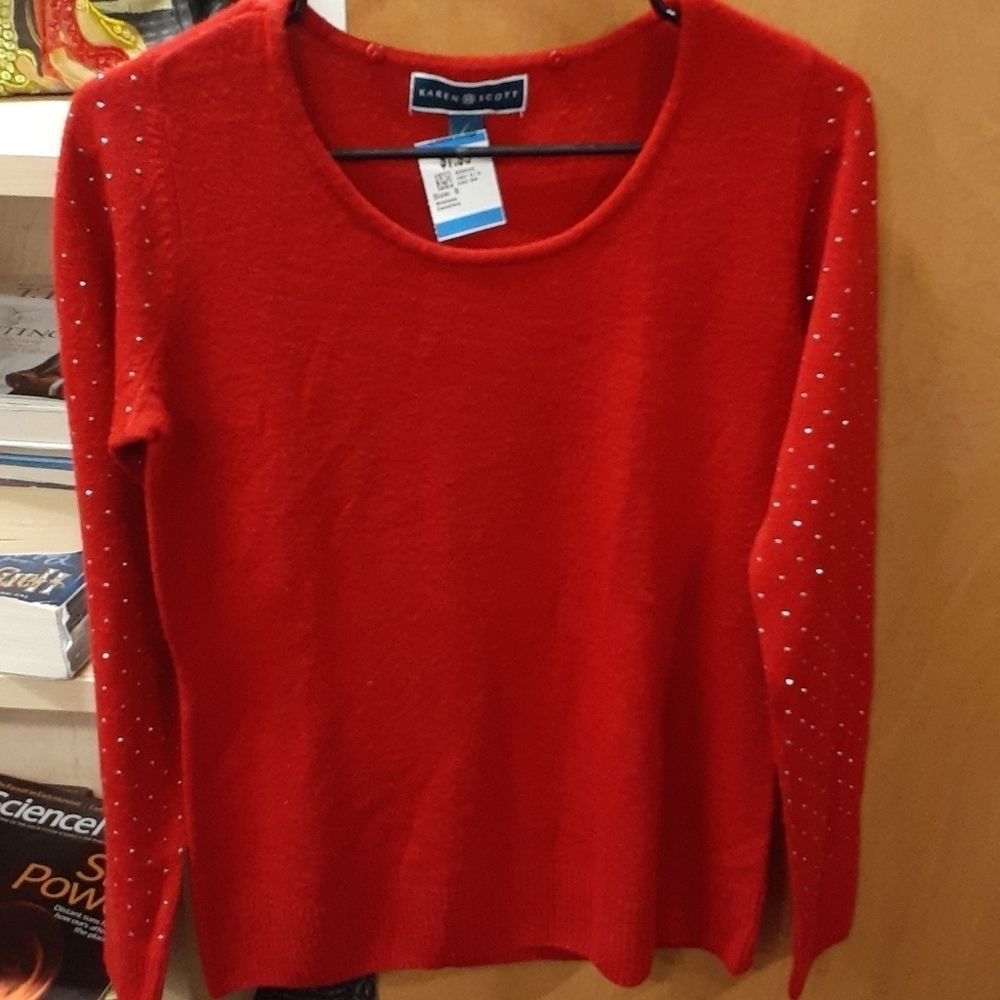Karen Scott Sparkling Sleeves Sz XS